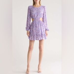 Wildfox Coco Coutout Long Sleeve Dress, Large, CYCLAMEN IBIZA